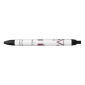 Roze Patroon Scrub Leven Monogram Zwarte Inkt Pen (Voorkant)