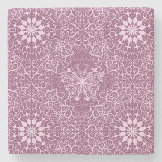 roze patroon stenen onderzetter (Voorkant)