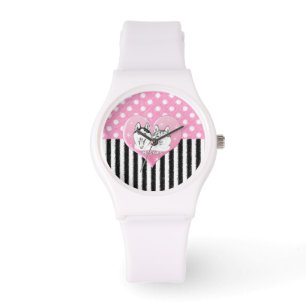 Roze patroon van Cute Huskies Horloge