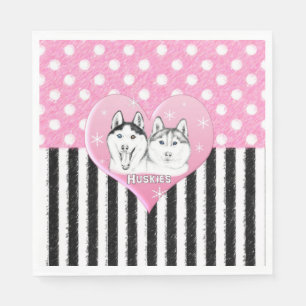 Roze patroon van Cute Huskies Servet