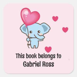 Roze patroon van de acute olifant vierkante sticker