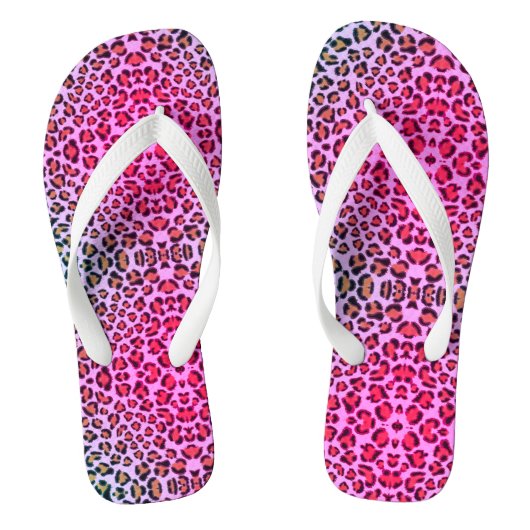 Roze patroon van de luipaard cheetah teenslippers (Voetbed)