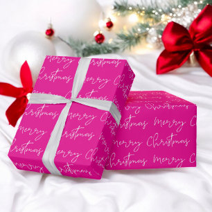 Roze patroon van het lettertype Cool Merry Kerstsc Cadeaupapier