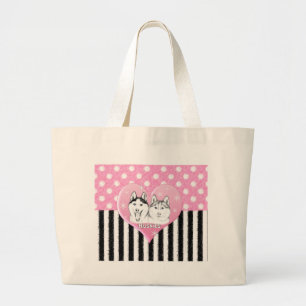 Roze patroon van Huskies Grote Tote Bag