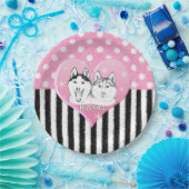 Roze patroon van Huskies Papieren Bordje (Feest)