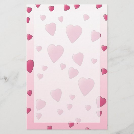 roze patroon van liefdesharten. briefpapier (Voorkant)