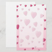 roze patroon van liefdesharten. briefpapier (Voorkant / Achterkant)
