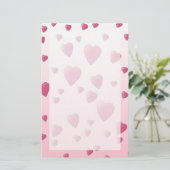 roze patroon van liefdesharten. briefpapier (Staand voorkant)