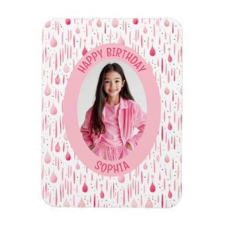 Roze Patroon Verjaardagsfoto Magneet