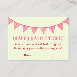 Roze Patroon Vlaggen Luier Raffle Ticket voor Meis Informatiekaartje