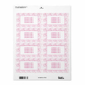 Roze patroon voor hartvormen met aangepaste tekst etiket (Full Sheet)