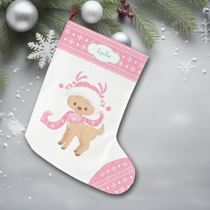 Roze Patroonkerstman met Scarf Grote Kerstsok