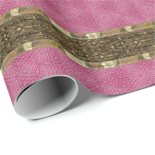 Roze Patterblijf: prachtige Stripe Cadeaupapier (Rol Hoek)