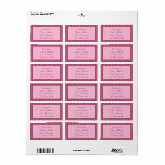 Roze patterned Designer Etiket (Full Sheet)