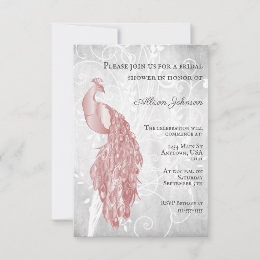 Roze Pauw Bruidsmeisjelfeest Uitnodiging (Voorkant)