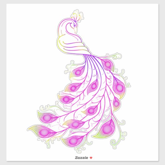 Roze Pauw III Sticker (Vel)