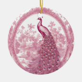 roze pauw keramisch ornament (Voorkant)