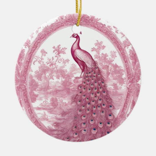 roze pauw keramisch ornament (Voorkant)