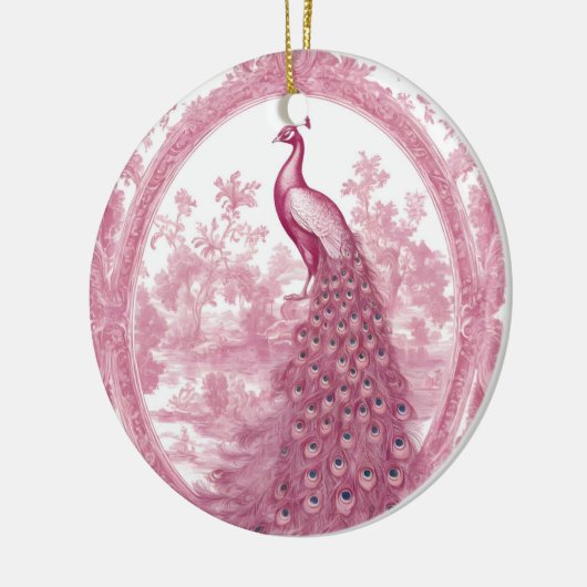  roze pauw keramisch ornament (Links)