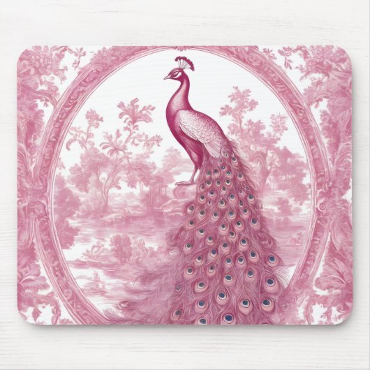 roze pauw muismat (Voorkant)