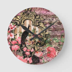 Roze Pauw Pauw Franse Acryl Wandklok
