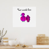 Roze pauw schattig poster (Keuken)