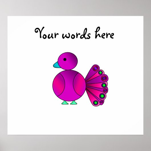 Roze pauw schattig poster (Voorkant)