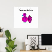 Roze pauw schattig poster (Thuiskantoor)