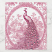  roze pauw wijn etiket (Enkel label)