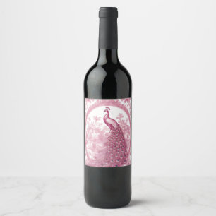 roze pauw wijn etiket