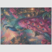 Roze Pauw Zonsondergang Tuin Decoupage Tissuepapier (Voorkant)