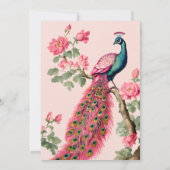  roze pauwen Indiase bruiloft Kaart (Achterkant)