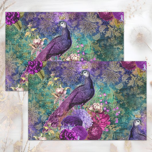 ROZE PAUWS FLORALE COLLAGE DECOUPAGE TISSUEPAPIER