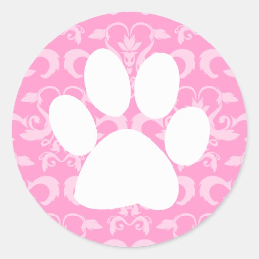 Roze Paw Elegante Sticker (Voorkant)