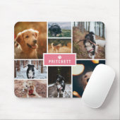 Roze Paw Hond Fotocollage & Monogram Muismat (Met muis)
