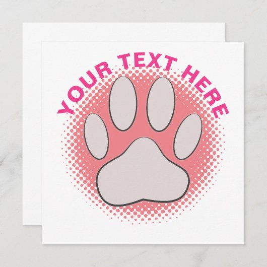 Roze Paw Print Aangepaste Tekst Classic Ronde Stic Kaart (Voorkant / Achterkant)