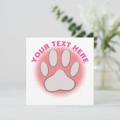 Roze Paw Print Aangepaste Tekst Classic Ronde Stic Kaart (Staand voorkant)