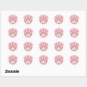 Roze Paw Print Aangepaste Tekst Classic Ronde Stic Sticker (Vel)