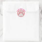 Roze Paw Print Aangepaste Tekst Classic Ronde Stic Sticker (Tas)