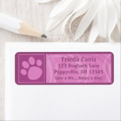 Roze Paw Print Adresetiketten Etiket (Insitu)