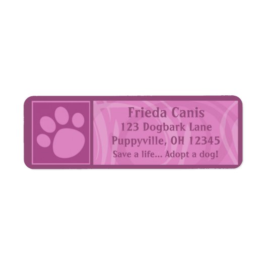 Roze Paw Print Adresetiketten Etiket (Voorkant)