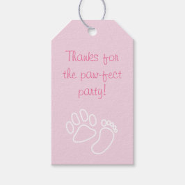 Roze Paw Print & Baby Foot Dog Baby shower Cadeaulabel