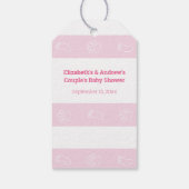 Roze Paw Print & Baby Foot Dog Baby shower Cadeaulabel (Achterkant)