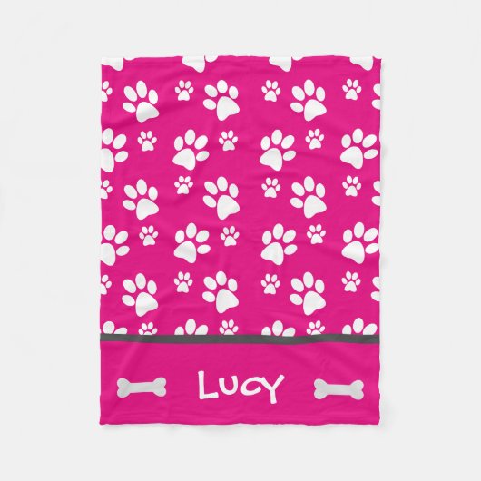 Roze Paw Print Deken Geweldig voor Honden (Voorkant)