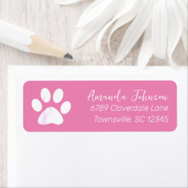 Roze Paw Print retour adres label