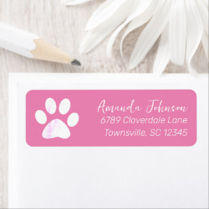 Roze Paw Print retour adres label