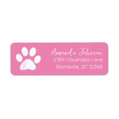 Roze Paw Print retour adres label (Voorkant)
