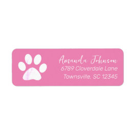 Roze Paw Print retour adres label