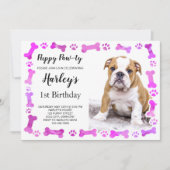 Roze Paw Prints Botten Puppy Dog Verjaardag Kaart (Voorkant)