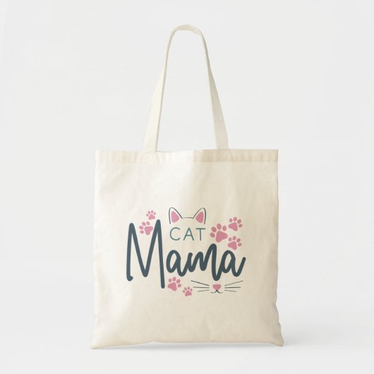 Roze Paws Kat Mama Kawaii Schattigee Canvas tas (Voorkant)
